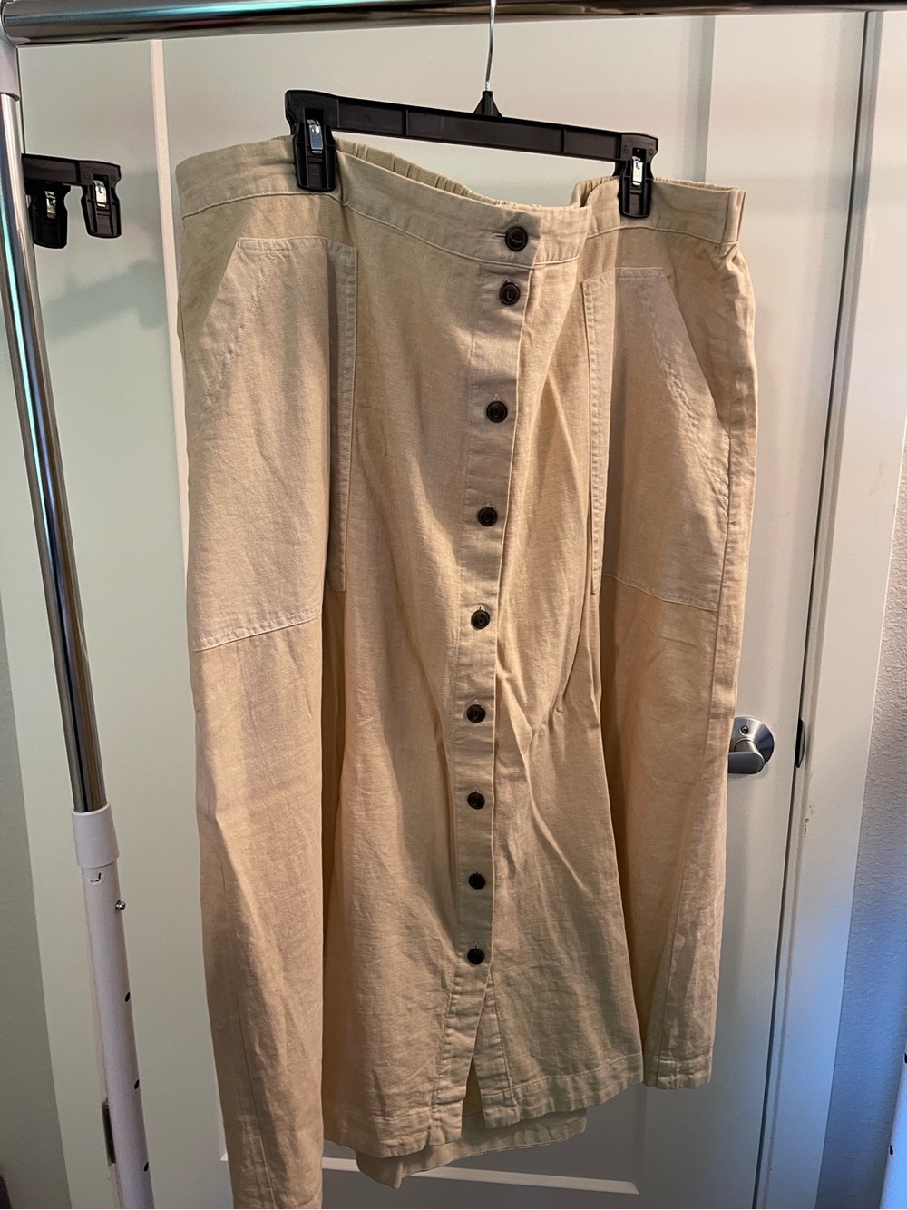 Universal Thread Linen Button Front Midi Skirt Beige 2X NWOT